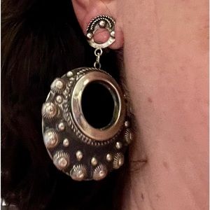 Vintage Alpaca Silver Hoop Earrings